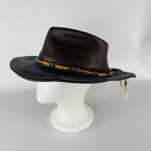 Vintage North Star Leather Dark Brown Western Australian Cowboy Hat XL USA